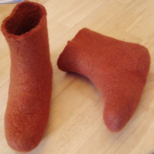Cinnamon=colored felt boots